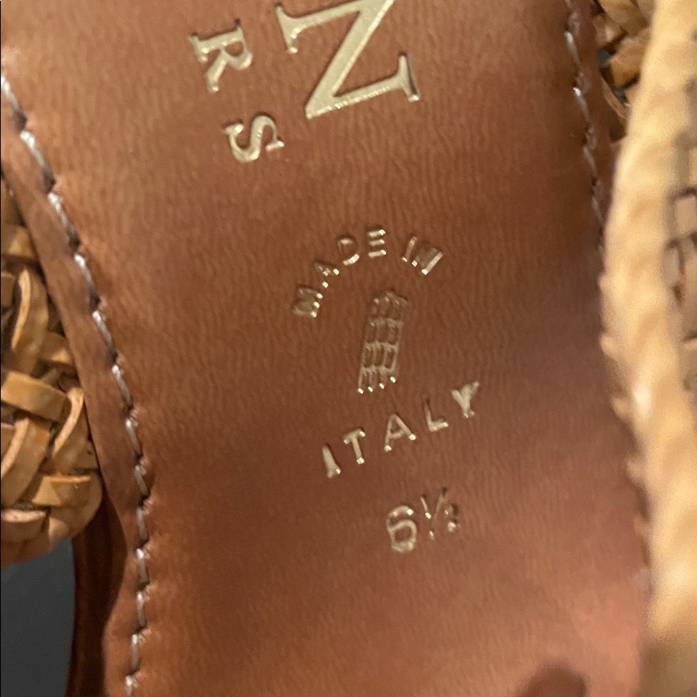 Italian Shoemakers Natural and Tan Wedge Sandals. Size 6 1/2 - Picture 5 of 9